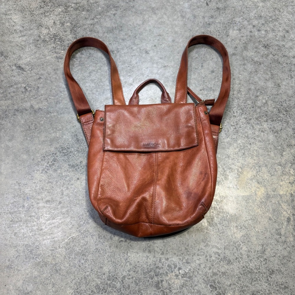 American Leather Co Backpack Women OS Brown Leather Mini Flap Top Casual